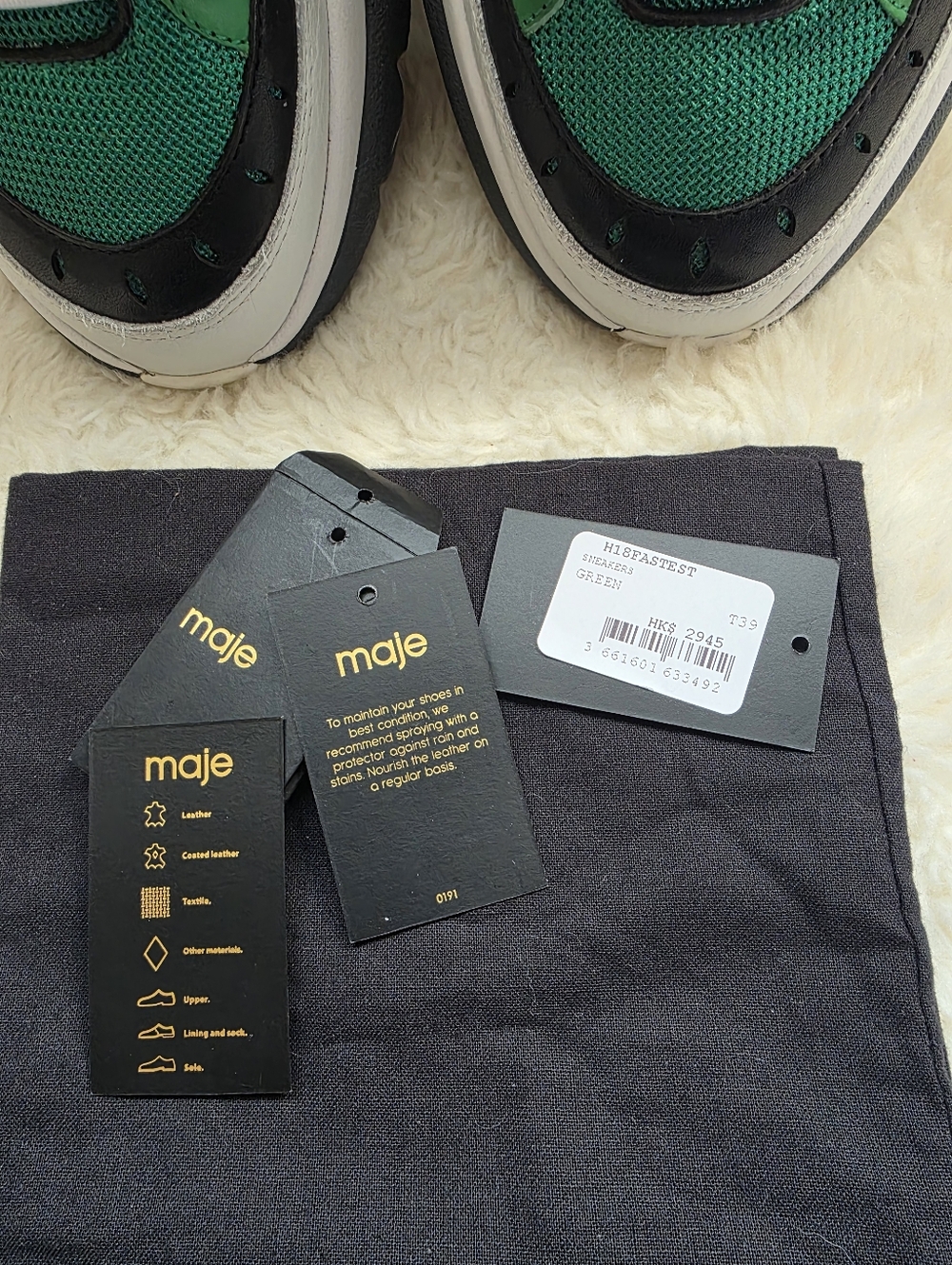 Maje "Dream Tomorrow" Green Chunky Sneakers - Size 9 Womens NWT - Picture 7 of 10